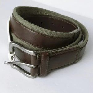 Goodfellow & Co. Men's 35mm Faux Leather Olive Web Belt With Overlay
